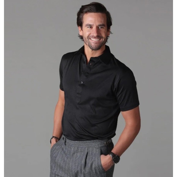 Collars & Co. Other - Collars and Co Semi-Spread Collar Polo Black  XL Relaxed Short Sleeve